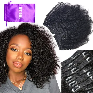 Brazilian Virgin Remy 3A 3B 3C 4A 4B Afro Kinky Curly Clip Hair In Hair Extensions Kinky Curly 100% Human Hair 4C Kinky Clip Ins