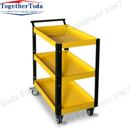 Three-layer multi-functional metal trolley for workshop