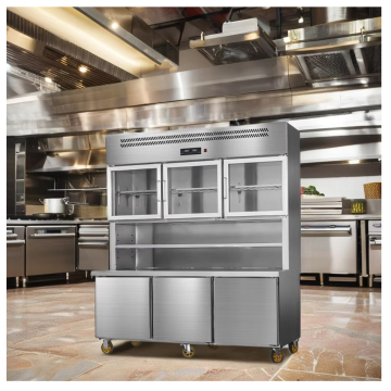 Stainless Steel Commercial Display Freezer Workbench Refrigerator Combo