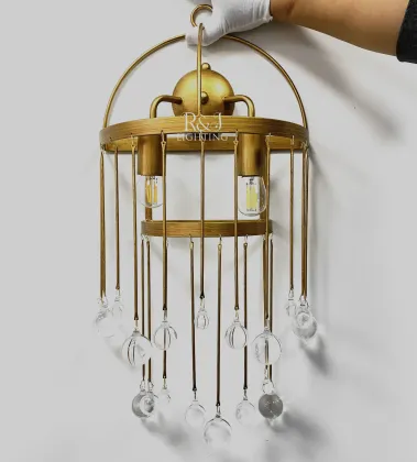 Aged Brass Silver Aubrey Chandelier: Crystal Ball Modern Pendant Lights for Hotels