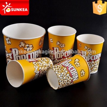 Disposable custom logo printed yellow paper packing popcorn box