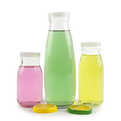clear 200ml glass milk bottle with plastic cap