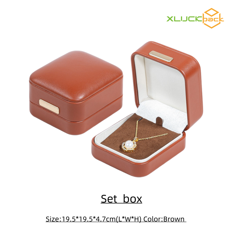 PU Leather Brown high quality customized jewelry box