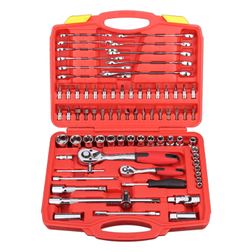 78 Piece Auto Repair Tool Set: Mechanic Socket Set & Combination Wrenches