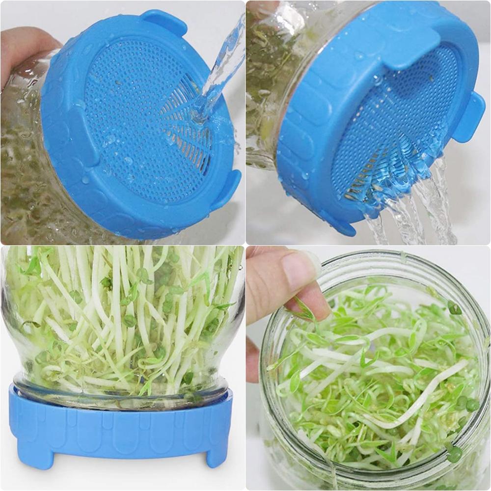 1pcs Food Grade Mesh Sprout Cover Kit, Seed Crop Germination, Vegetable Silicone Sealing Ring Lid for Mason Jar