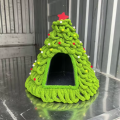 Christmas Tree Pet House Triangle Nylon Nest Cute Animal Print Portable Indoor Outdoor Shelter for Cats and Dogs