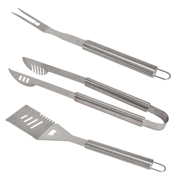 Complete 4-Piece Stainless Steel BBQ Utensils Kit: Spatula, Tongs, Fork, Knife