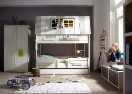Safety Creative Wooden Bed for Kids Double Bunk Bed made of Pine Wood or SPF or MDF