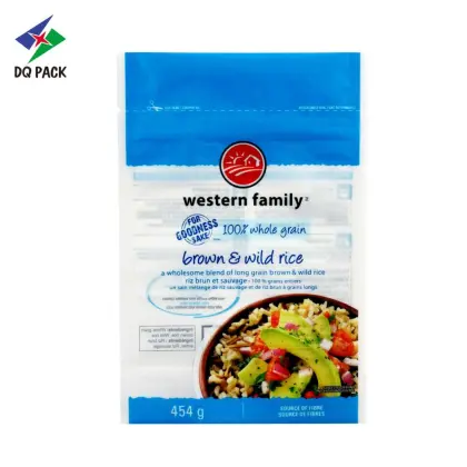 Customized gravure printing 100% whole grain wild rice 450g stand up zipper pouch