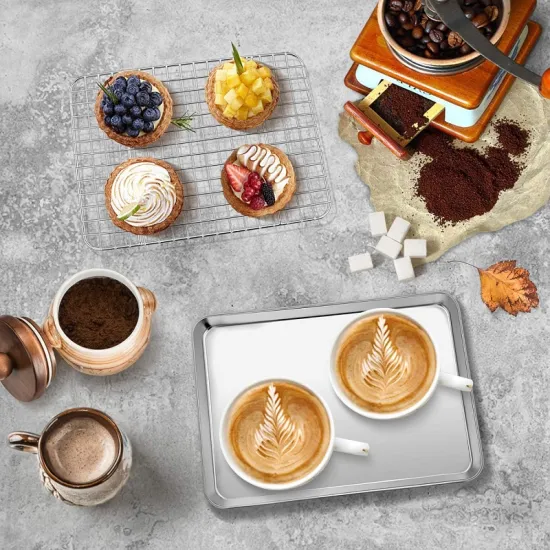 Sus304 Stainless Steel Baking Tray for Pizza, Cookie, and Cake