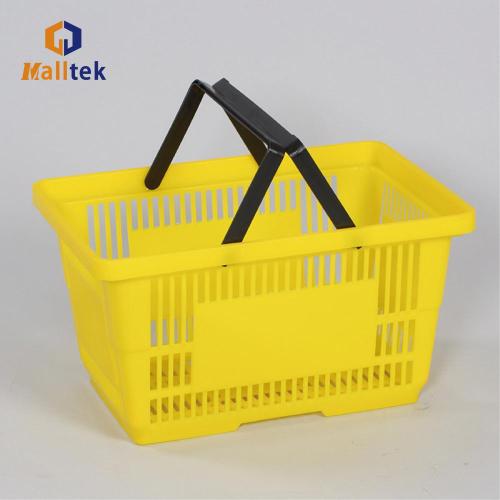 high quality plastic double handle Hand shopping basket