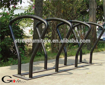 Powder coated steel bike rack surface mounted 4 bike capacity