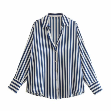 Spring Women's Striped Loose Long Sleeve Blouse