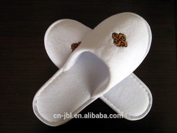 White Coral Fleece Embroidery Logo Slippers