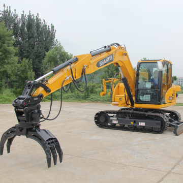 Shantui SE85 Excavator พร้อม Grabber Wood - 8 ตันขุดป่า