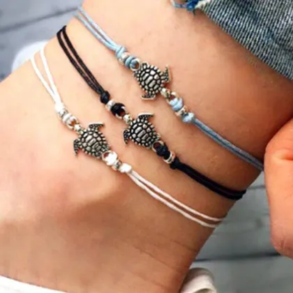 Beach-inspired Boho Anklets with Sea Turtle Design: Stylish Foot Jewelry for Women and Girls