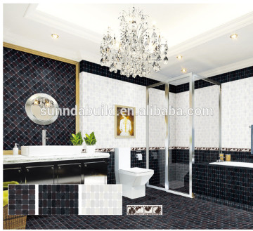3D inkjet printing bathroom ceramic floor and matching wall tiles white and black color