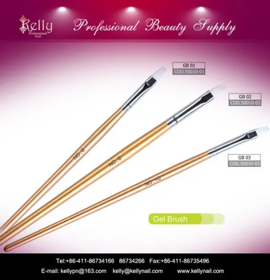 Nylon Hair Gel Nail Brush Plastic& Wooden Nail Art Brush Set