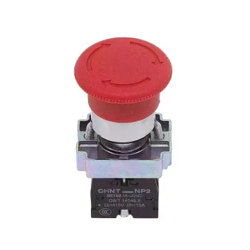CHNT Emergency Stop Button Switch: NP2-BS542, 545 Hole, 22mm Self-Locking Mushroom Head