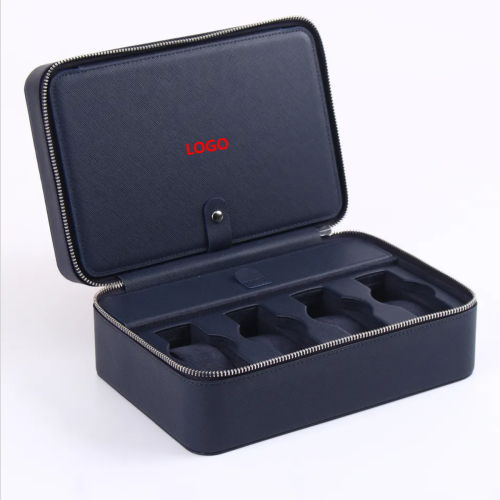 8 slot leather watch zipper organizer box