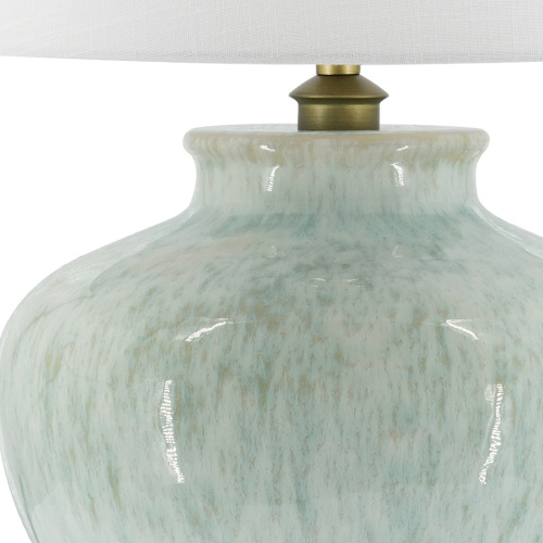 Design de abajur curto de cerâmica com abajur branco