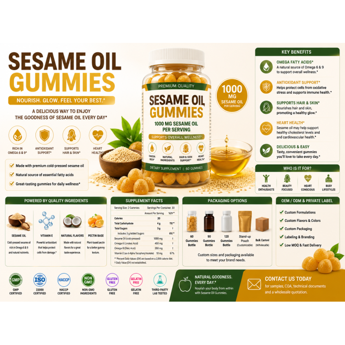 Gomitas de aceite de sésamo para marcas nutricionales