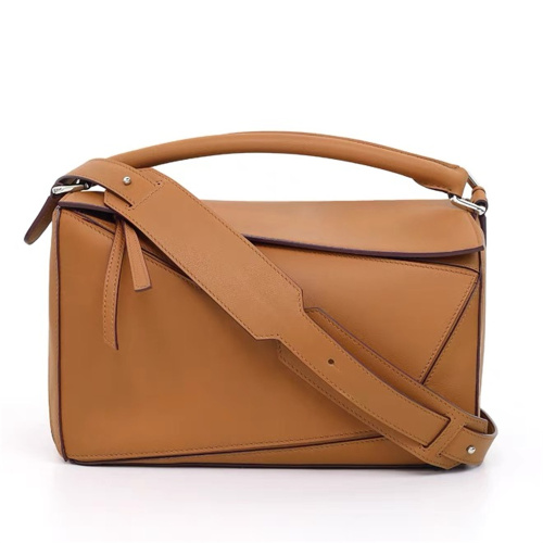 High Quality Geometric Genuine Leather Shoulder Tote Bag