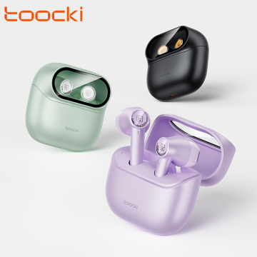 Toocki Transparent Case Bluetooth Earphones with ENC Noise Cancelling TWS Earbuds for Phones