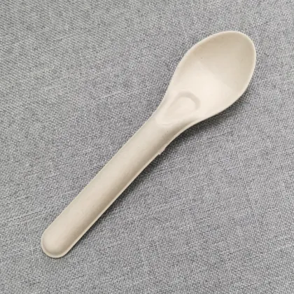 100% Compostable Sugar Cane Fiber Food Spoon Dinnerware