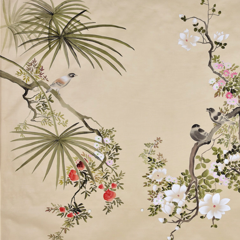 Warm-grey-silk-material-hand-painted-wallpaper