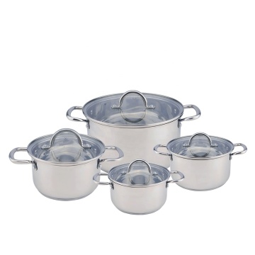 4 -delige roestvrijstalen bouillonpot set met glazen deksel - perfect voor stoofschotels, soepen en meer