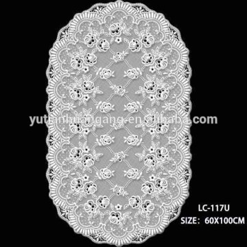 white oval lace printed flower table cloth