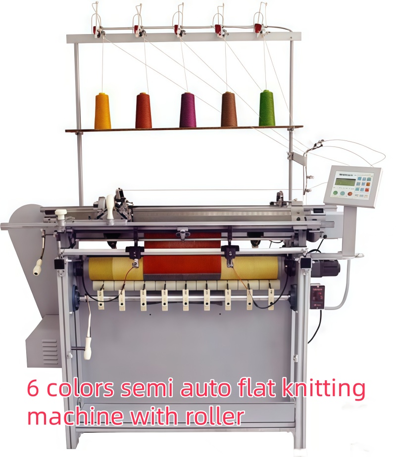 6 colors semi auto flat knitting machine with roller