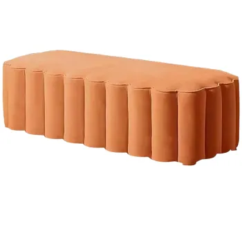 Contemporary Orange Velvet Ottoman Bench: New Home Furniture Addition