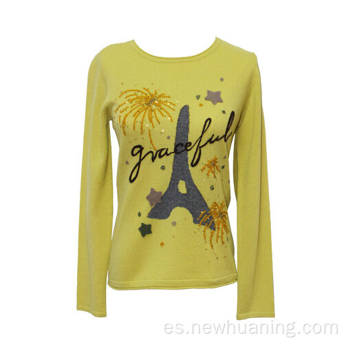 Sweater de punto de punto amarillo damas