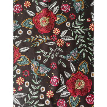 Embroidery Flower Rayon Challis 30S Printing Woven Fabric