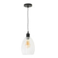 Ribbed Glass Pendant Ceiling Lamp led bulb