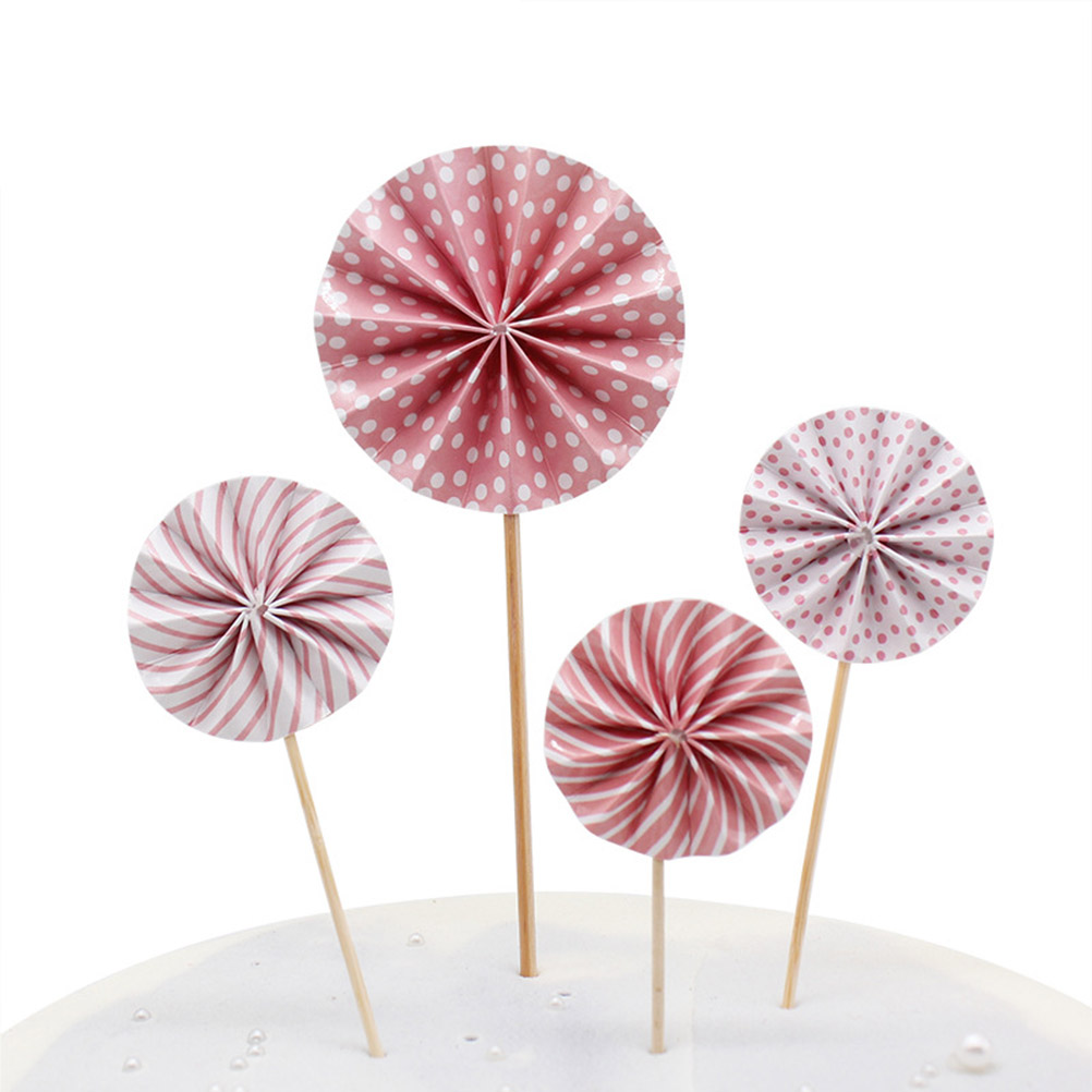 Paper Fsn Shape 20 Pcs Cake Toppers Paper Fan Shaped Cupcake Toppers Dessert Toppers ...