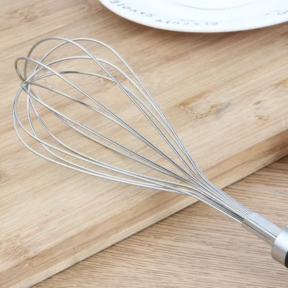 Kitchen Handheld Metal Stainless Steel Silver Egg Whisk