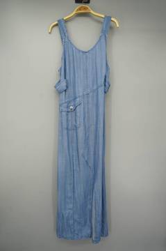 Summer Adjustable Strap Slit Long Denim Dress