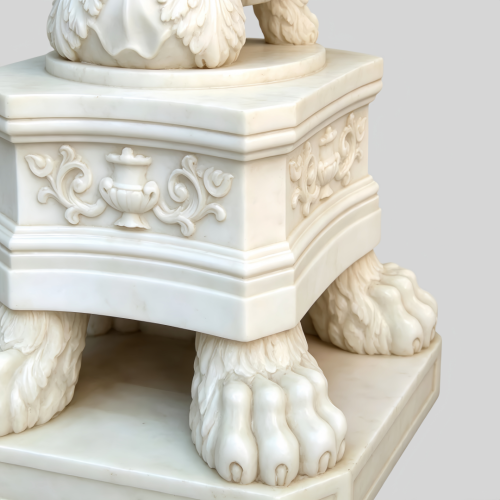 Luxury Carved Face White Marble Candle Holder