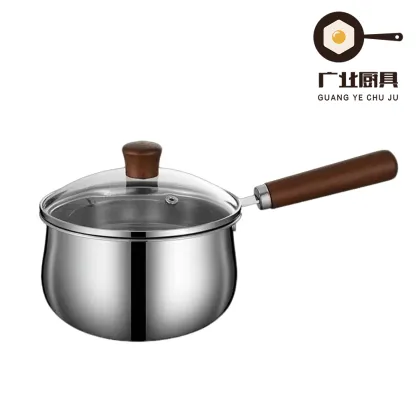 Stainless Steel Luxurious Wood-Grain Milk Pot
