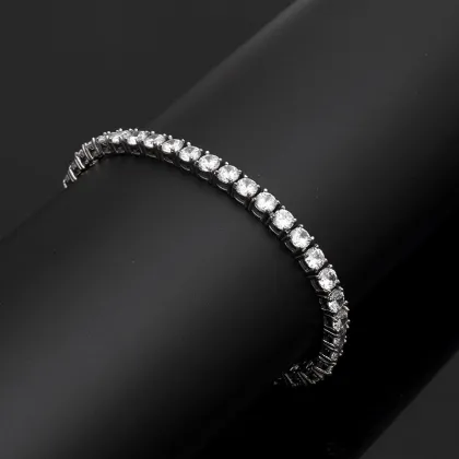 Elegant Square Diamond Tennis Bracelet with Platinum Plated Stainless Steel