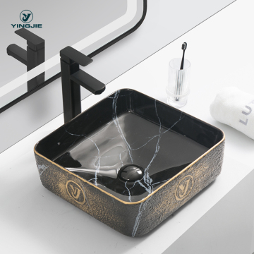 Ivory White Marble Design Commercial Ceramic Bathroom Wash Basin Made in China