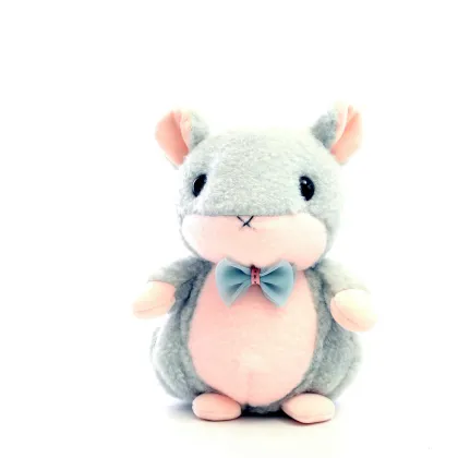 Wholesale Soft Cartoon Gray Mouse Plush Toy with Bow Tie
