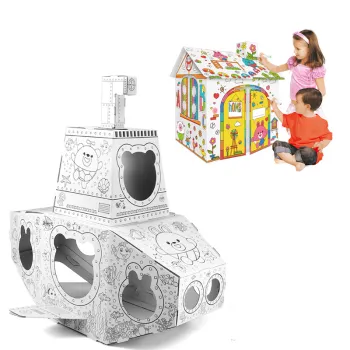 Creative Cardboard DIY 3D Painting House Submarine Coloring Game