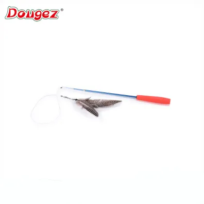 Popular wholesale retractable cat teaser stick toys,feather wand cat toy,