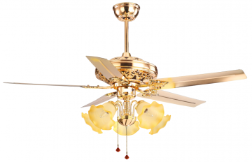5-Blades Gold Decorative Ceiling Fan with Light