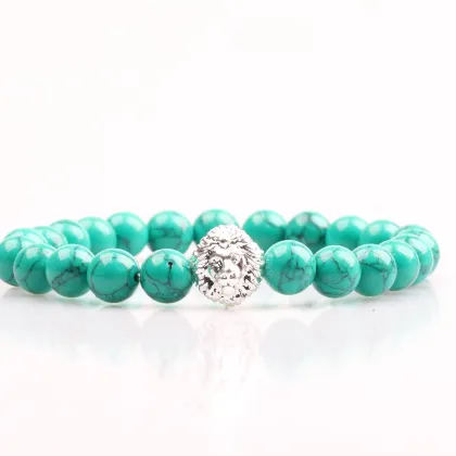 Wholesale jewelry red imperial jasper stone beads bracelet lion bracelet for fashion accessories