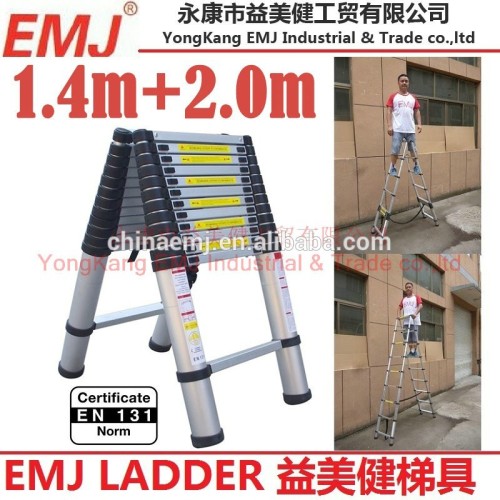 1.4m+2.0m Double Telescopic Ladder